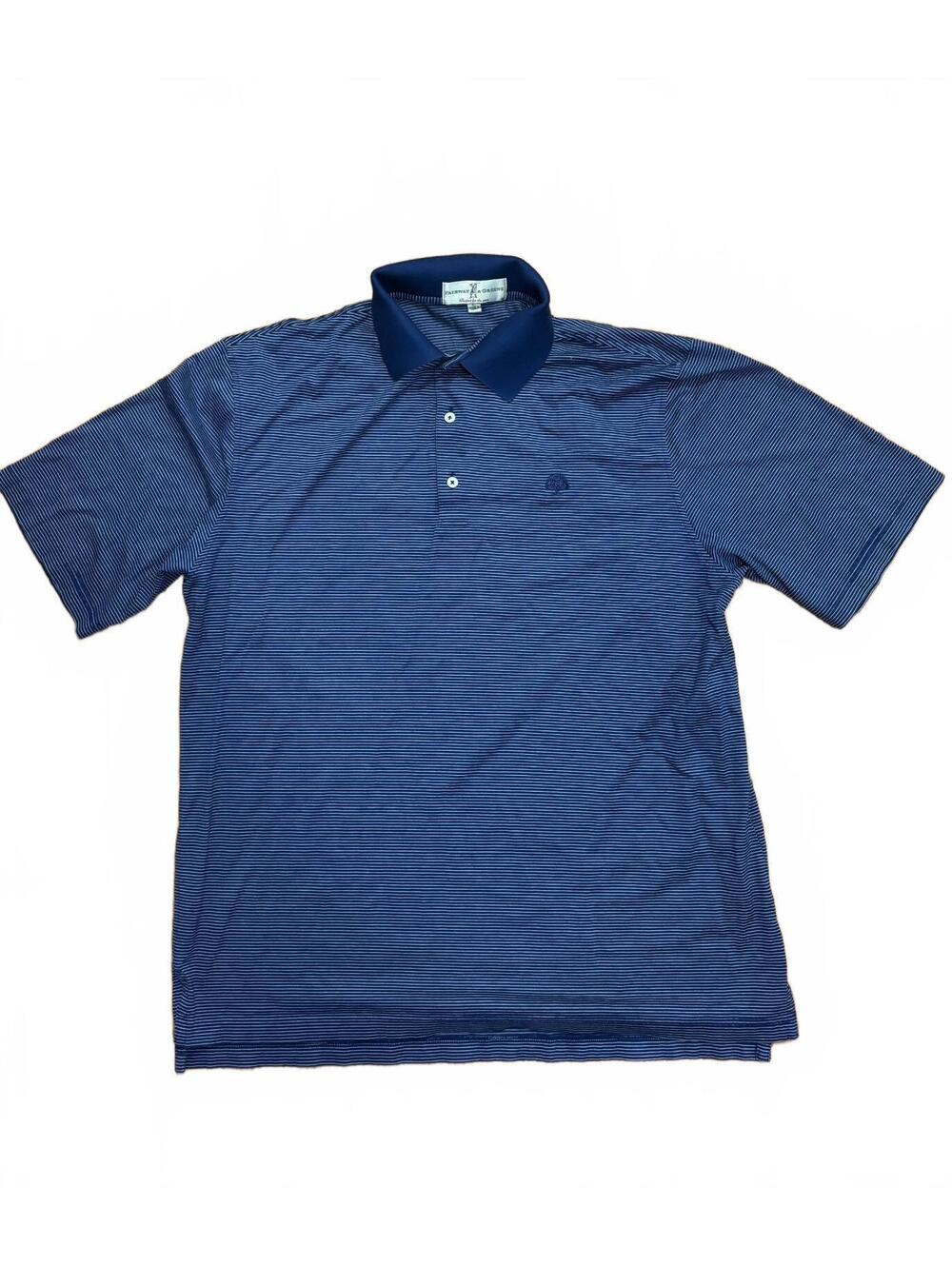 Fairway & Greene Men's Blue Striped Mercerized Cotton Polo Shirt Size L